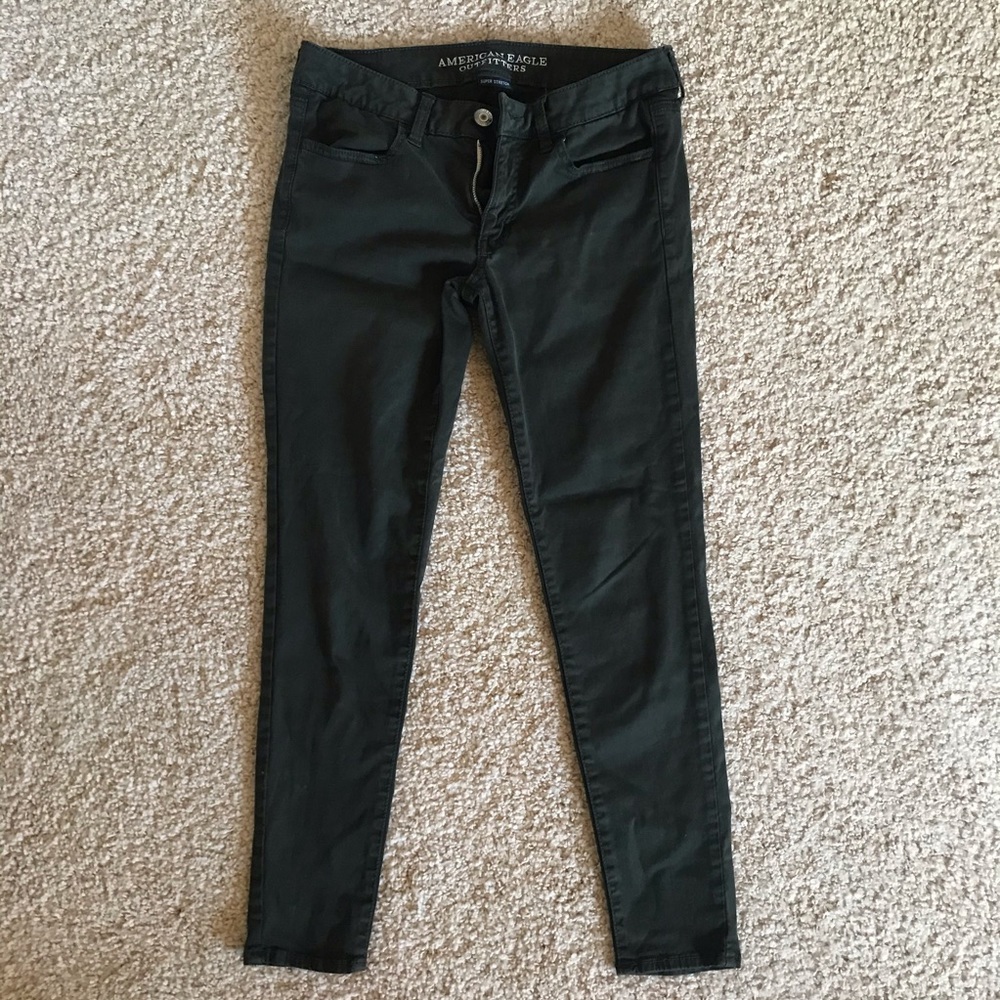 Black/Green American Eagle Super Stretch Jeggings